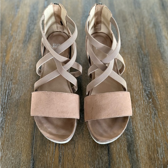 Eileen Fisher Women's Star Sport Tan Beige Wedge Strappy Sandals Size 10 - Picture 4 of 10